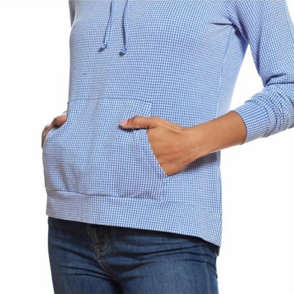 Weatherproof vintage ladies gingham hoodie Blue & White NWT - Picture 3 of 8